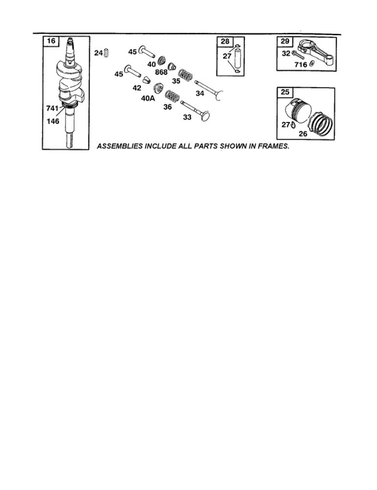 Crankshaft Diagram and Parts List for 422700-422799 2107- 2281- 2500 Briggs and Stratton Engine